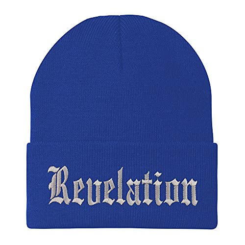 Trendy Apparel Shop Revelations Old English Embroidered Long Cuff Beanie