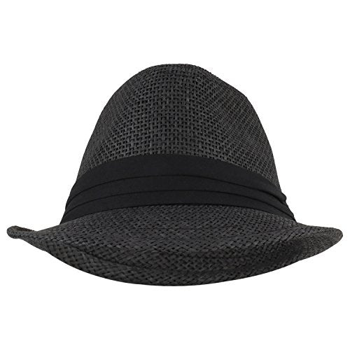 Trendy Apparel Shop Kid's Lightweight Straw Fedora Hat with Hat Band