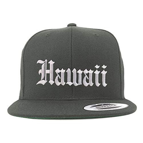 Trendy Apparel Shop Hawaii State Old English Embroidered Flatbill Snapback