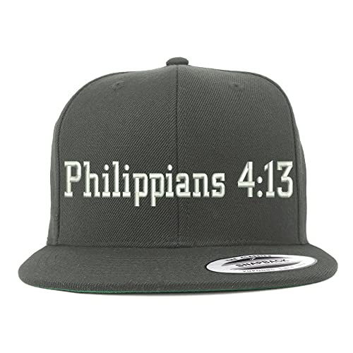 Trendy Apparel Shop Philippians 4:13 Embroidered Flatbill Snapback