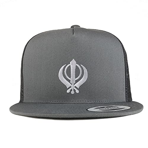 Trendy Apparel Shop Sikhism Embroidered 5 Panel Flatbill Trucker Cap