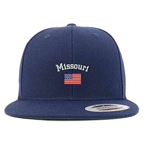Trendy Apparel Shop Missouri USA Flag Embroidered Flatbill Snapback