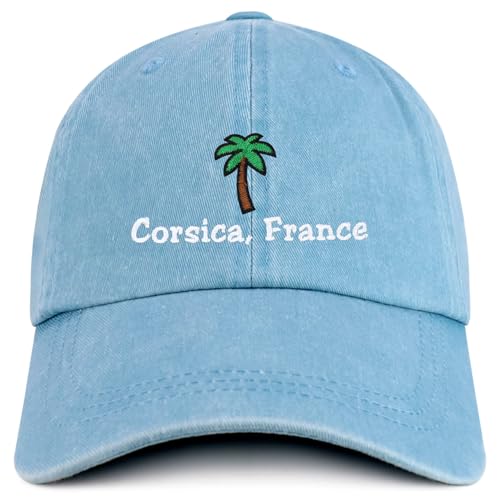 Trendy Apparel Shop Corsica France with Palm Tree Embroidered Pigment Dyed Cotton Baseball Cap