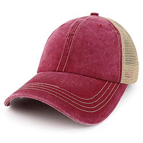 Trendy Apparel Shop Pigment Dyed Front Mesh Back Unstructured Trucker Ball Cap