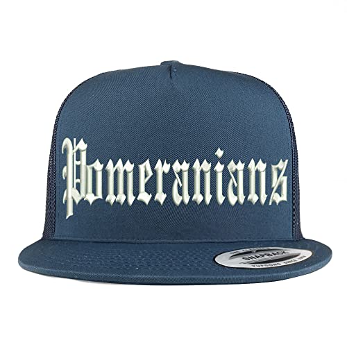 Trendy Apparel Shop Old English Pomeranians 5 Panel Flatbill Trucker Cap