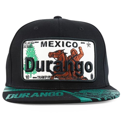 Trendy Apparel Shop Mexico States Auto License Plate Theme Flat Bill Snapback Cap