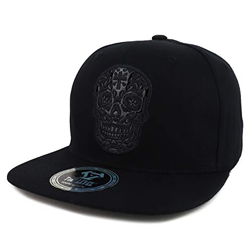 Trendy Apparel Shop High Frequency Skull Patch Flatbill Snapback Hat