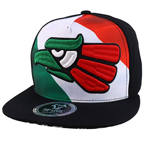 Trendy Apparel Shop Mexico Eagle Embroidred Flag Printed 5 Panel Flatbill Snapback Baseball Cap