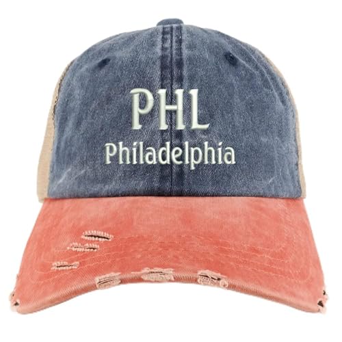 Trendy Apparel Shop PHL Philadelphia Embroidered Frayed Bill Trucker Mesh Back Cap