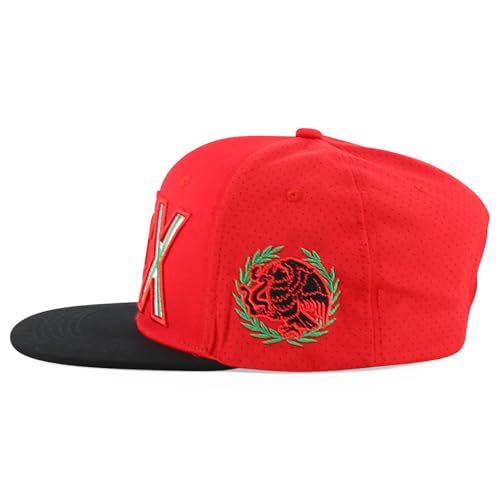 Trendy Apparel Shop Mexico Eagle Embroidered Laser Punching Mesh Back Flatbill Snapback Cap
