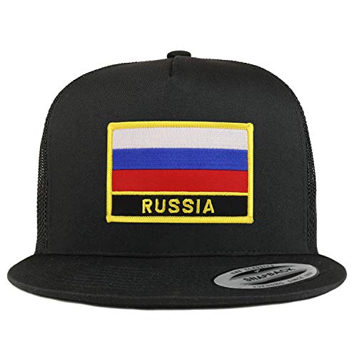 Trendy Apparel Shop Flexfit XXL Russia Flag 5 Panel Flatbill Trucker Mesh Snapback Cap