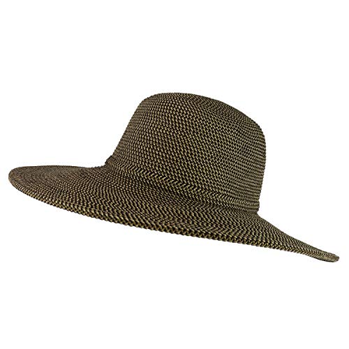 Trendy Apparel Shop UPF 50+ Paper Braid Tweed 4" Flat Brim Sun Shade Hat