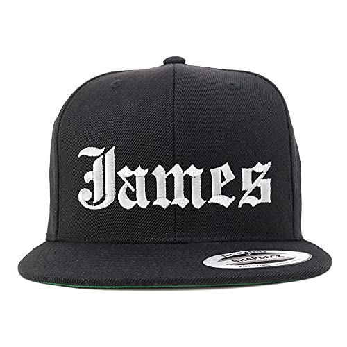 Trendy Apparel Shop James Old English Embroidered Flatbill Snapback