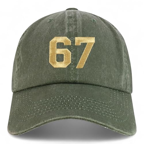 Trendy Apparel Shop Number 67 Gold Thread Embroidered Pigment Dyed Cotton Baseball Cap