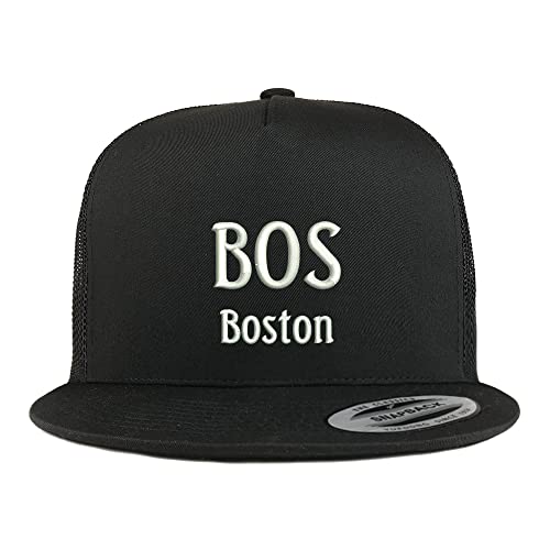 Trendy Apparel Shop BOS Boston Embroidered 5 Panel Flatbill Trucker Cap