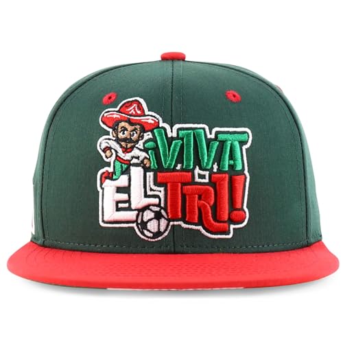 Trendy Apparel Shop Mexico El Tri Soccer Theme Embroidered Flatbill Snapback Cap