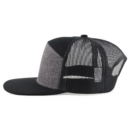 Trendy Apparel Shop Structured Flat Bill Camper Style Turcker Cap