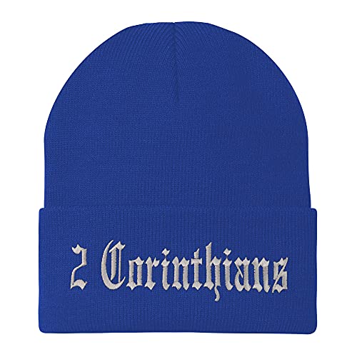 Trendy Apparel Shop 2 Corinthians Old English Embroidered Long Cuff Beanie