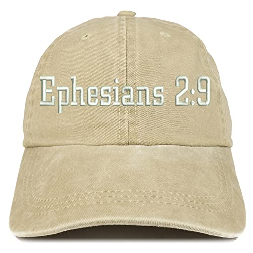 Trendy Apparel Shop Ephesians 2:9 Washed Pigment Dyed Baseball Cap