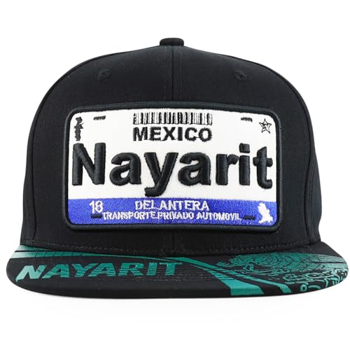 Trendy Apparel Shop Mexico States Auto License Plate Theme Flat Bill Snapback Cap