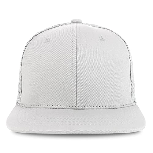 Trendy Apparel Shop Plain Solid Cotton Mesh Flatbill Snapback Cap