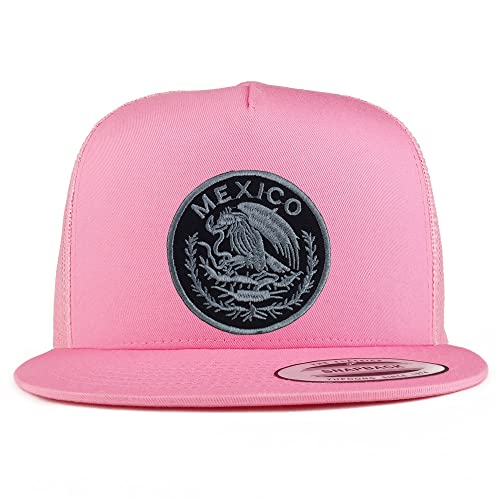 Trendy Apparel Shop Circular Mexico Patch 5 Panel Flatbill Trucker Cap