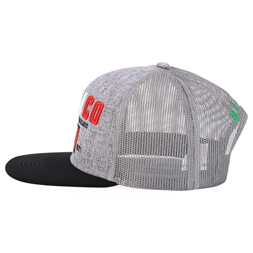 Trendy Apparel Shop 6 Panel Structured 3D Mexico Embroidered Flatbill Snapback Turcker Cap