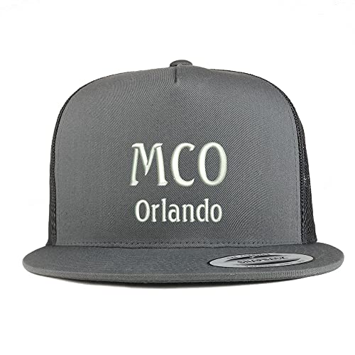 Trendy Apparel Shop MCO Orlando Embroidered 5 Panel Flatbill Trucker Cap