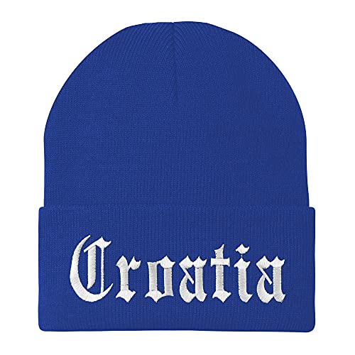 Trendy Apparel Shop Croatia Old English Embroidered Long Cuff Beanie