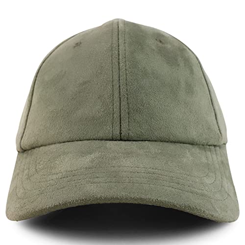 Trendy Apparel Shop Plain Faux Suede Leather Adjustable Structured Baseball Cap