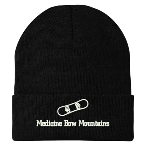 Trendy Apparel Shop Medicine Bow Mountains Snowboard Logo Embroidered Long Cuff Beanie