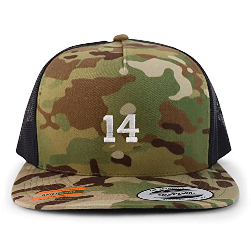 Trendy Apparel Shop Small Number 14 Embroidered 5 Panel Flatbill Trucker Cap