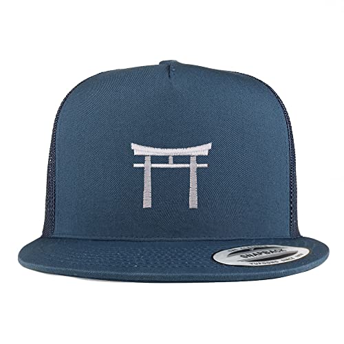 Trendy Apparel Shop Shinto Embroidered 5 Panel Flatbill Trucker Cap