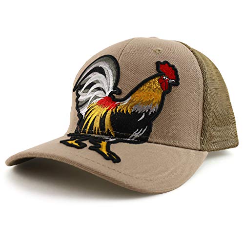 Trendy Apparel Shop Cock Rooster Embroidered Structured Trucker Mesh Cap
