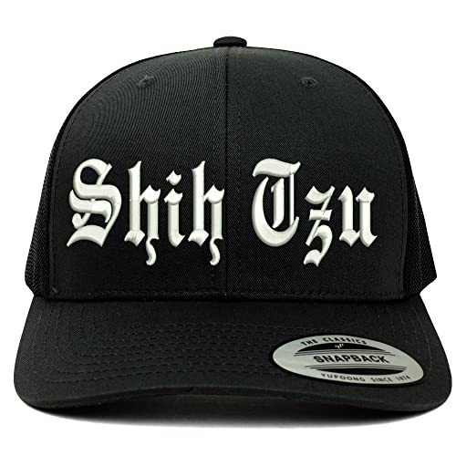 Trendy Apparel Shop Old English Shih Tzu 6 Panel Trucker Mesh Cap