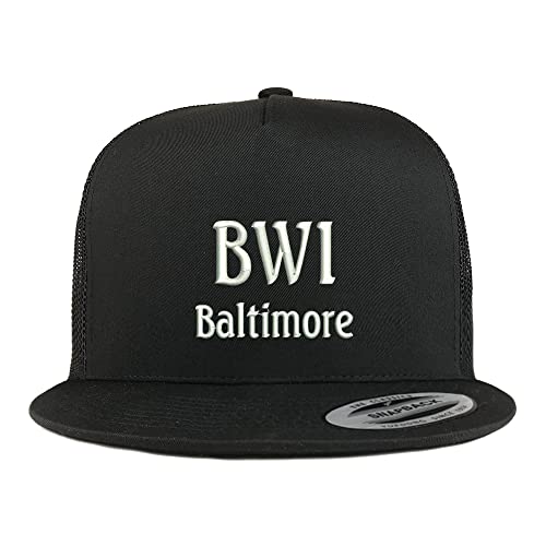 Trendy Apparel Shop BWI Baltimore Embroidered 5 Panel Flatbill Trucker Cap