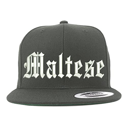 Trendy Apparel Shop Old English Maltese Embroidered Flatbill Snapback