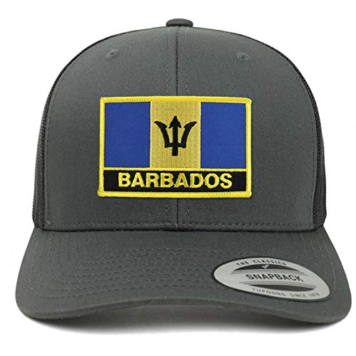 Trendy Apparel Shop Flexfit XXL Barbados Flag Retro Trucker Mesh Cap