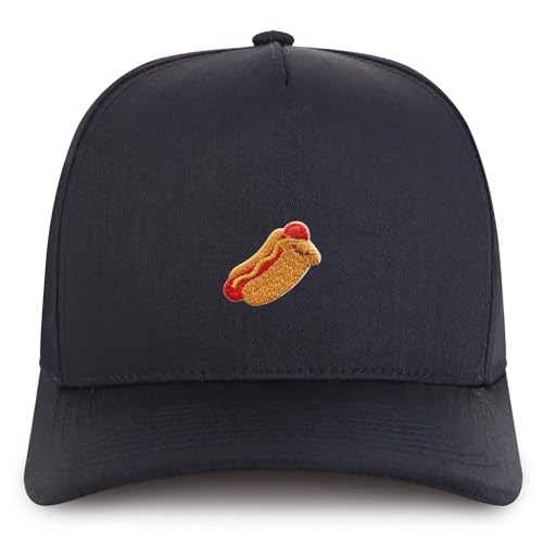 Trendy Apparel Shop Hot Dog Embroidered Patch Structured 5 Panel Pro Style Baseball Cap