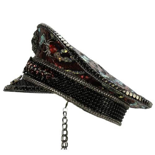 Trendy Apparel Shop Festival Party Sparkly Sequin Rhinestone Captain Hat