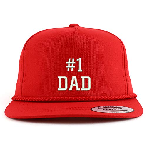 Trendy Apparel Shop Number 1 Dad Embroidered 5 Panel Flatbill Braid Snapback Golf Cap