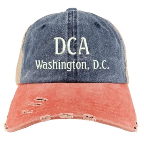 Trendy Apparel Shop DCA Washington DC Embroidered Frayed Bill Trucker Mesh Back Cap