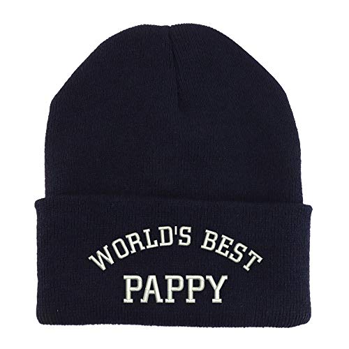 Trendy Apparel Shop World's Best Pappy Embroidered Made in USA Cuff Folded Acylic Knit Winter Beanie Hat