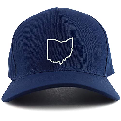 Trendy Apparel Shop Ohio State Outline Embroidered Oversized 5 Panel XXL Baseball Cap