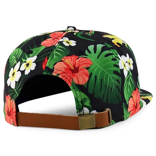 Trendy Apparel Shop Floral Print Unstructured 5 Panel Flatbill Rope Baseball Cap