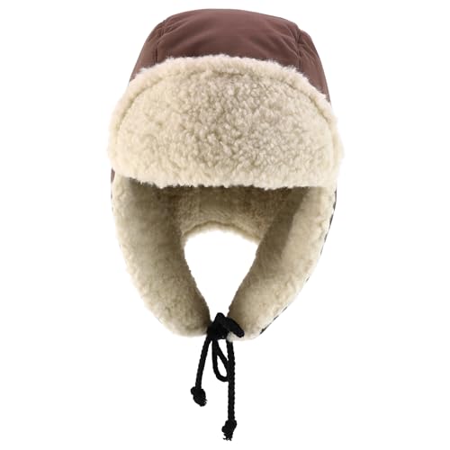 Trendy Apprel Shop Warm Winter Fur Ear Flaps Sherpa Lined Trooper Hat