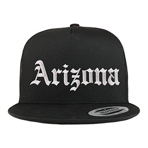 Trendy Apparel Shop Arizona State Old English 5 Panel Flatbill Trucker Mesh Cap