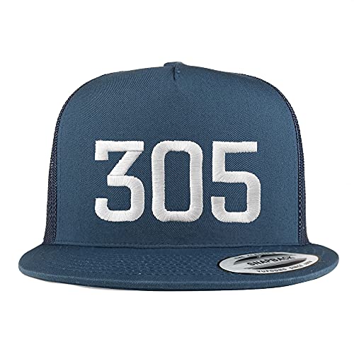 Trendy Apparel Shop Miami 305 Old English 5 Panel Flatbill Trucker Cap