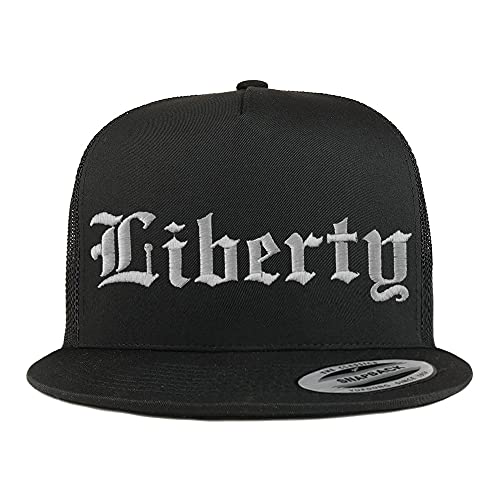 Trendy Apparel Shop Liberty Old English 5 Panel Flatbill Trucker Cap