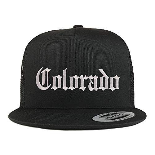 Trendy Apparel Shop Colorado State Old English 5 Panel Flatbill Trucker Mesh Cap